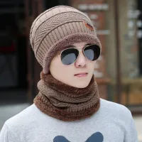 Wool Hat Man Winter Outdoor Ride Electric Vehicles To Keep Warm And Velvet Thickening Sets Handsome Collar Knitting Hat Han Edition