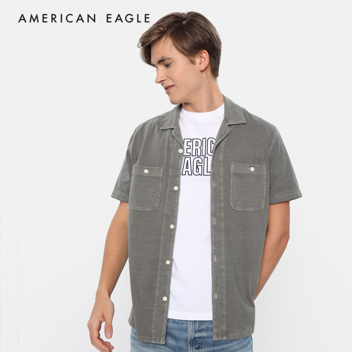 american-eagle-solid-camp-collar-shirt-เสื้อเชิ้ต-ผู้ชาย-แขนสั้น-nmsh-017-2909-309
