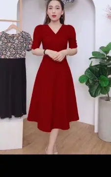 Váy xòe đỏ nhún vạt  V1294  Topvay Fashion