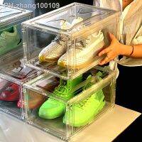 Transparent Shoe Box Thickened Shoes Organizers Plastic Fold Dustproof Storage Box Stackable Combined Shoe Cabinet Drawer Style