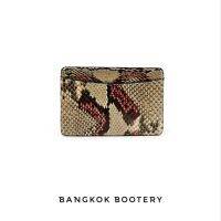 Bangkok Bootery  กระเป๋าใส่บัตร Card Holder หนังงูส่วนท้อง เนื้อเงา สี Natural &amp; Red (LTD)