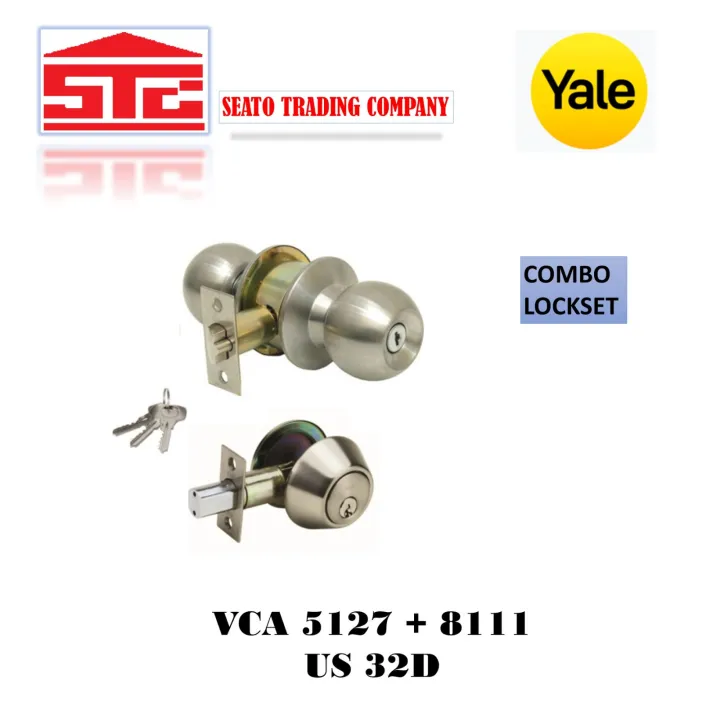 DOOR KNOB YALE COMBO SET (SATIN STAINLESS) VCA 5127+8111 US 32D Lazada PH