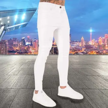 White cheap ripped joggers