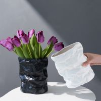 【hot】✱▧ Vase Crumpled Wastebasket and Abstract Arrangement Accessories Decoration Vases Pots