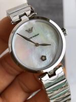 นาฬิกาข้อมือผู้หญิง ARMANI Mother of Pearl Dial Silver Tone Bracelet Ladies Watch AR11235