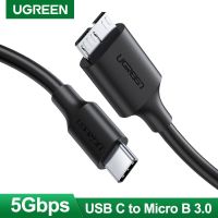 Ugren USB ชนิด C เป็น Micro B 3.0ตัวเชื่อมต่อสายเคเบิลสำหรับฮาร์ดดิสก์ SSD ฮาร์ดไดรฟ์เสริมดิสก์สมาร์ทโฟน Macbook PC Micro B สายเคเบิลข้อมูล