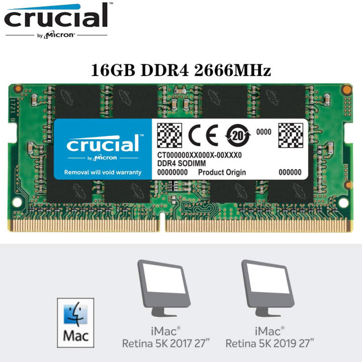 Crucial Ram 16GB DDR4 2133MHz SODIMM 260-Pin PC4-17000 Dual Rank 1.2V CL15  Notebook Memory Upgrade Module Computer accessories game acceleration