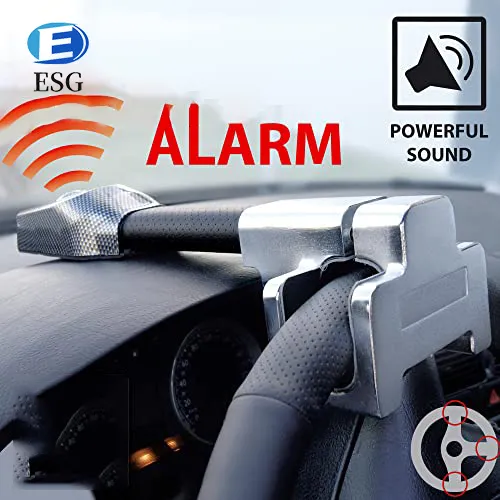 Universal Steering Wheel Lock with Alarm 130dB, LED Signal, Spoke