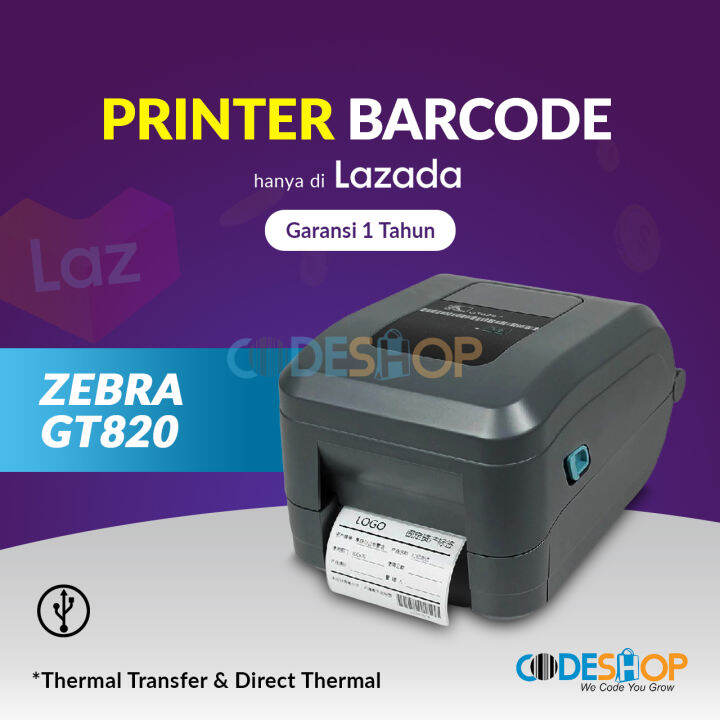 Printer Barcode Zebra GT820 Cetak Label 2in1 GT-820 | Lazada Indonesia