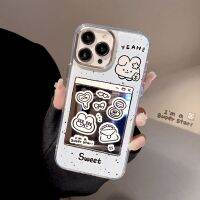 เคสโทรศัพท์กระต่ายหวานแบบกระจกดีไซน์สวยสำหรับเคส TPU เนื้อนุ่ม Iphone14pro/14/13pro/11/12/13