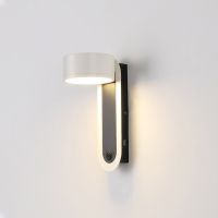 Modern Minimalist Adjustable Wall Lamp with Switch Black White Wall Reading Lamp for Bedroom Led Sconce Wall Lights Bedside