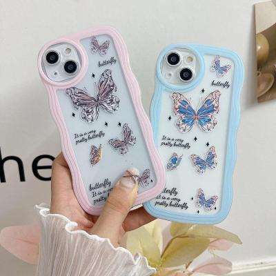 For iPhone 14 PRO MAX Case iPhone 14 14PRO 14PLUS Wavy Type Cartoon Rabbit Butterfly Love Heart Painted TPU Silicone Soft Case Cover Shockproof Phone Casing