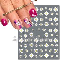 【LZ】 Nail Art 3d Back Glue Stickers White Petals Daisy Flowers Decals Nail Decoration Salon Beauty