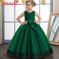 MQATZ Flower Girl Dresses Gown Green Christmas Lace Long Wedding Pageant First Communion Clothes For Children Formal Evening Vestidos LP-399