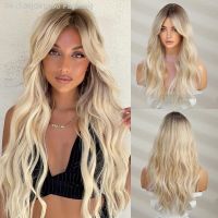 oneNonly Blonde Wig with Bangs Long Wave Good Quality Synthetic Wigs for Women Halloween Party Natural Heat Resistant Hair [ Hot sell ] Gktinoo Fashion