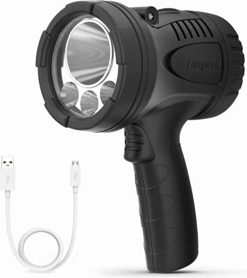 Energizer LED Portable Spotlight, Rechargeable Spotlight Flashlight for Tough Work Environments and DIY Projects, Flash Light with USB Cable Included, Pack of 1 Black