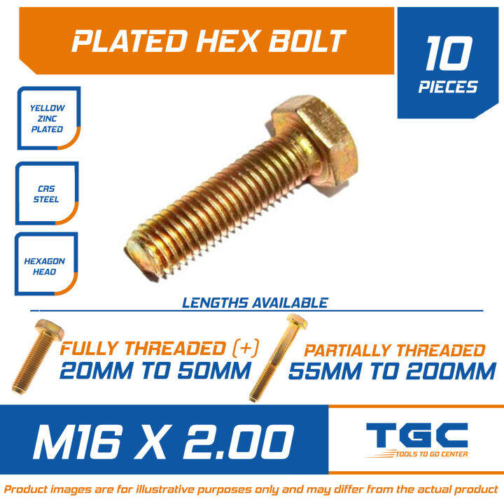 Pcs M Mm Hex Bolt Or Hexagonal Capscrew Plated Ordinary Bolt Tgc Mm Lazada Ph