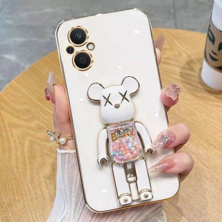 เคสโทรศัพท์สำหรับ-oppo-reno-7z-ฝาหลังสุดหรู-reno-8z-3มิติกับผู้ถือหมี