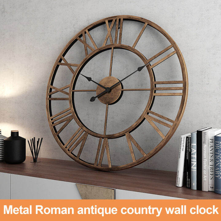 Large Skeleton Metal Roman Vintage Rustic Wall Clock Big Numerals Giant ...