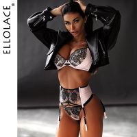 《Be love shop》Ellolace Sensual Lingerie Lace Women  39;s Underwear Embroidery Transparent Bra Sexy Garters Briefs Short Skin Care Kits Exotic Sets