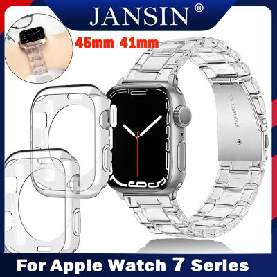 สาย สำหรับ Apple Watch 7 สายนาฬิกา สีใส สาย for Apple watch 7 เคส 41mm 45mm ใส เคสซิลิโคน เคสนาฬิกาข้อมือ แบบ อุปกรณ์เสริมสม