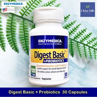 เอนไซม์ย่อยอาหาร + โปรไบโอติก  Digest Basic + Probiotics - Enzymedica