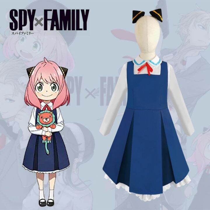 Anime SPY X Family Anya Forger Cosplay Costume Blue Dress Uniform Full ...