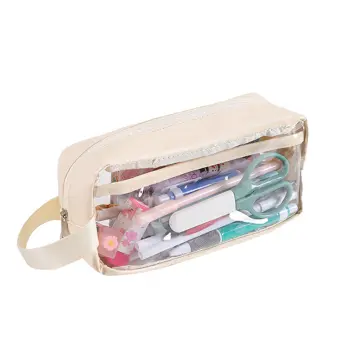 Large Aesthetic Pencil Case with Zipper Compartments Double