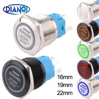 Red12V220V 16/19/22mm icon Momentary Engine Start Stop design Metal Push Button Switch Car Boat Symbols Lamp LED Reset Auto Boat