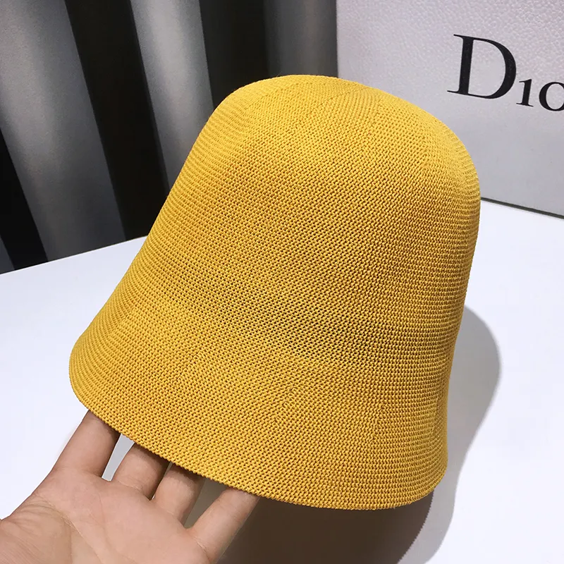 Cotton Linen Bucket Hat Japanese Korean Style Summer Fashion For Women.  Yellow 