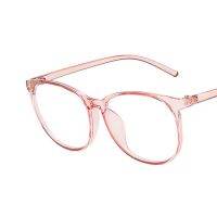 {Paopao glasses} กรอบแว่นตาหญิงเกาหลีน้ำหน้าใหญ่หน้ากลมป้องกันแสงสีฟ้าธรรมดาสามารถจับคู่ใกล้มุมมองสุทธิแว่นตาสีแดงเลนส์แบน