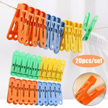 32/Sets Laundry Clips Mixed Color Windproof Plastic Clothes Pegs