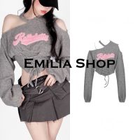 EMILIA SHOP เสื้อครอป เสื้อผ้าแฟชั่นผู้หญิง 2022 ใหม่ ES220244 tag