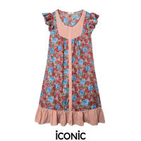 iCONiC BABY ROSES DRESS #9055 เดรส ดอกกุหลาบ ทรงเอ ยาว34" อก34" สะโพก40" ผ้าฝ้าย พิมพ์ลาย เดรสแฟชั่น เดรสออกงาน เดรสชายทะเล เดรสผ้าฝ้าย เสื้อ เสื้อครอป