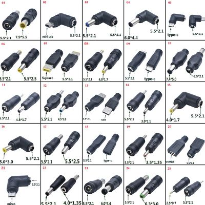 1pcs DC Connector 5.5 x 2.1mm Female to 2.5×0.7、3.0×1.1、3.5×1.35、4.0×1.7、4.8×1.7、5.5×2.1 4.0x1.35mm Male Laptop Power Adapter  Wires Leads Adapters