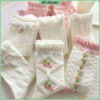 ถุงเท้าลายดอกไม้  แฟชั่นโลลิต้า  วัสดุผ้าฝ้ายโพลีเอสเตอร์ สไตล์ญี่ปุ่น  Women socks