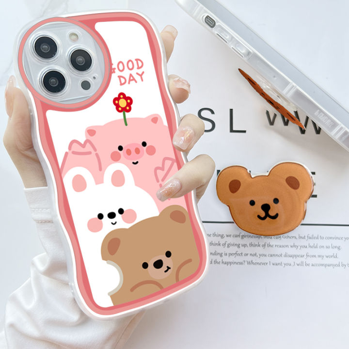 เคส-ggk-สำหรับ-xiaomi-redmi-12-note-5-note-5-pro-xiaomi-10t-10t-pro-พร้อมที่ยึดฟรีเคสโทรศัพท์หยักนิ่มแฟชั่นหมีน่ารักเคสโทรศัพท์มือถือกันกระแทกคลุมทั้งหมดป้องกันกล้อง