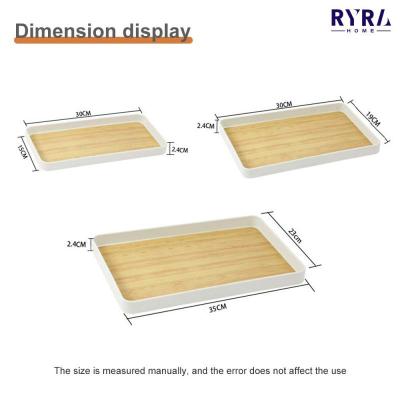 ญี่ปุ่นตกแต่งสี่เหลี่ยมถาดพลาสติกเลียนแบบลายไม้ที่ให้บริการถาดถ้วยชาจานรองถาดผลไม้ขนมขบเคี้ยวการจัดเก็บแผ่น