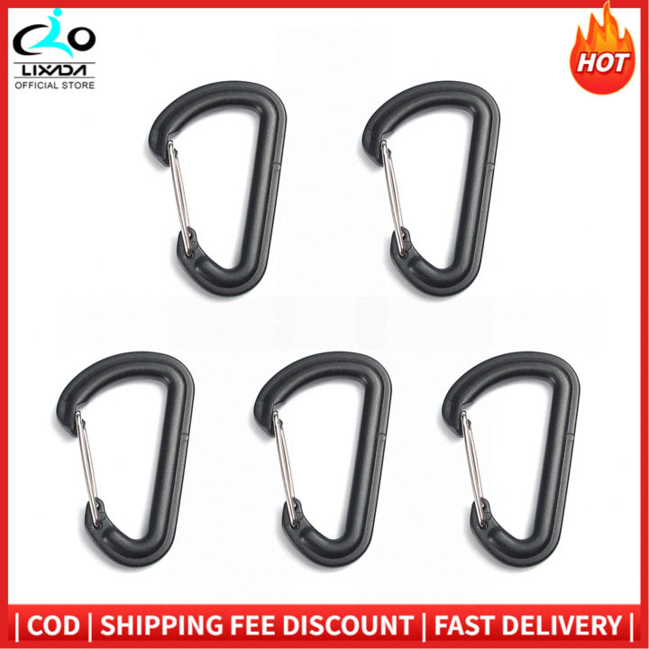 5PCS D Shape Plastic Carabiner D-Ring Key Chain Spring Hook Backpack Molle  Carabiner Clasp Clip