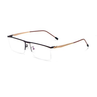 YIMARUILI Business Half-Frame Glasses Mens Ultralight Fashion Myopia Glasses Frame Optical Prescription Glasses P8827