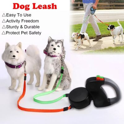 Dual Traction Ropes in One Design Auto Telescopic Puppy Dog Pet Walking Leash Dog Supplies