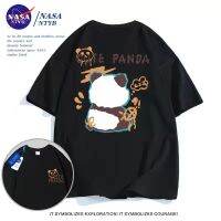 【July hot】 NASA joint panda flower short-sleeved t female 2023 new summer net red personality inst-shirt male half-sleeved