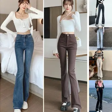 Sexy Korean Fashion High Waist Bootcut Flare Pants Retro Jeans