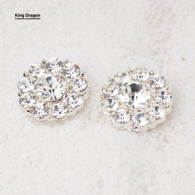 New Arrival Clear Rhinestone Button Sew On Flower Center Wedding Chair Decoration 15-18MM 5PCS/Lot Shank Back Silver Color KD532 Furniture Protectors