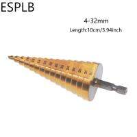 ESPLB 1Pc 4-32Mm HSS Titanium Hexagon Shank เจาะ Bit Hole Cutter เคลือบ Stepped Drill Bit Set สำหรับแผ่นเจาะโลหะ