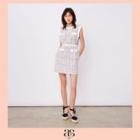 [asv ss23] Renata Mini Dress เดรสผู้หญิง แขนกุด ทรงเอ คอกลม แต่งผูกเชือกด้านหน้า แต่งกระเป๋าหน้า แต่งกระดุมทอง  แต่งคาดเข็มขัด ชายแต่งพู่ ผ้าทวีต