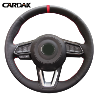 CARDAK Black Leather Car Steering Wheel Cover For Mazda 3 Axela 2017 2018 2019 Mazda 6 Atenza 2017-2019 CX-3 2018-2019 CX-9 CX-5