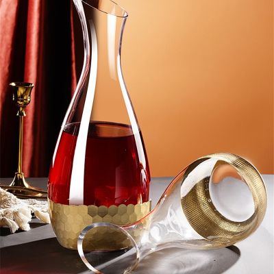 หม้อแก้ววิสกี้สีทองใช้ในบ้านคนโทไวน์โปร่งใสใช้ในครัวเรือนใช้ในบาร์วอดก้าได้อย่างรวดเร็ว