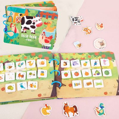 Montessori Baby Toys Book Busy Book for Kids Educational Toy Pasture Animal Sorting Match Game Baby Sticker for Child Book Gifts Adhesives Tape