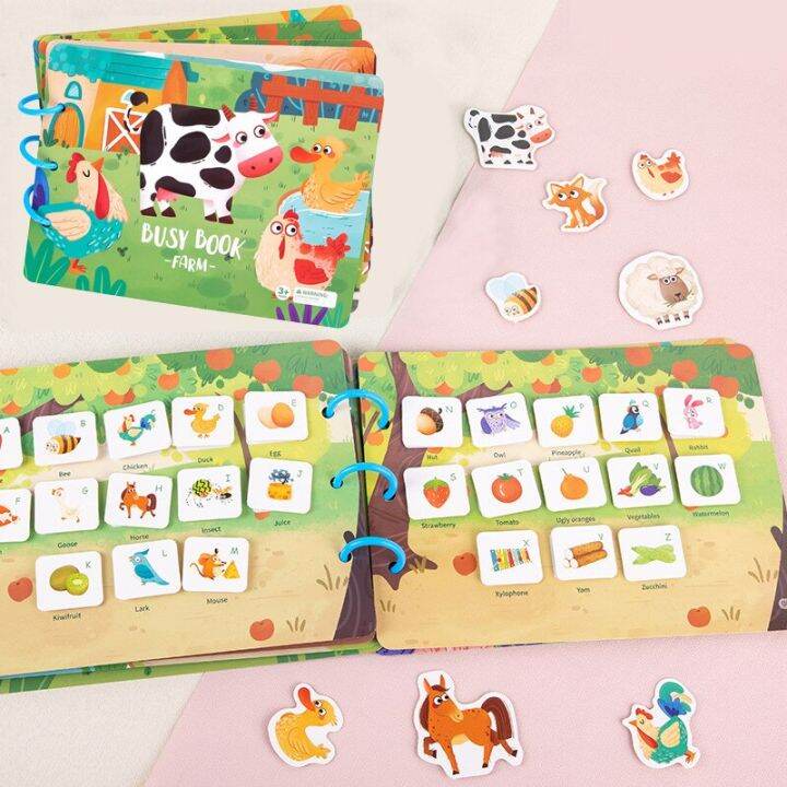 montessori-baby-toys-book-busy-book-for-kids-educational-toy-pasture-animal-sorting-match-game-baby-sticker-for-child-book-gifts-adhesives-tape